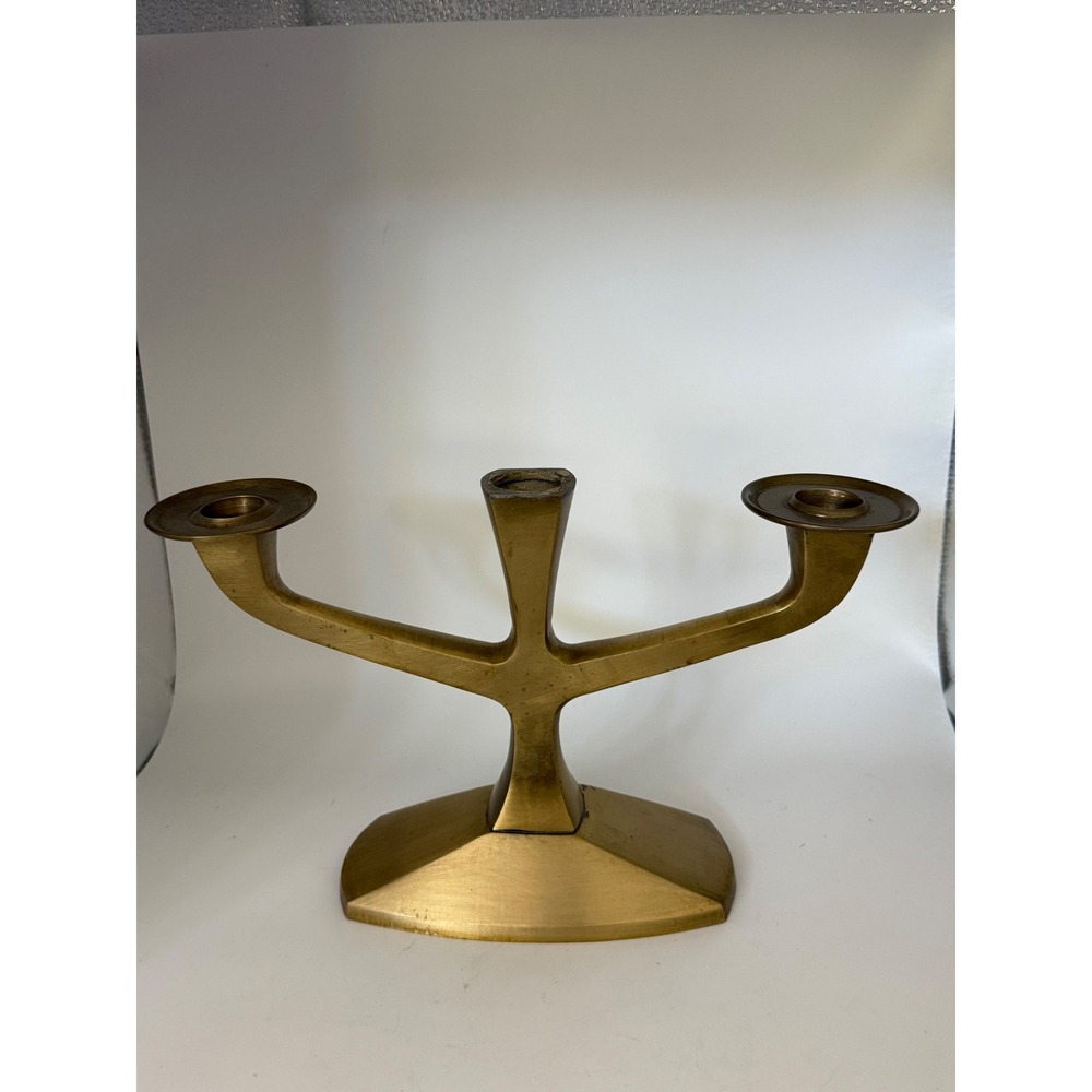Vintage Mid Century Modern 1950s‎ Brass 3 Light Candelabra Brutalist India